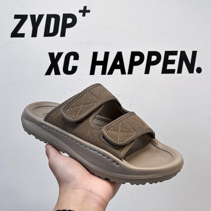 New sandals men's outdoor two wear non-slip casual wind one-word drag outside wear shit-stepping beach shoes 371221-R
