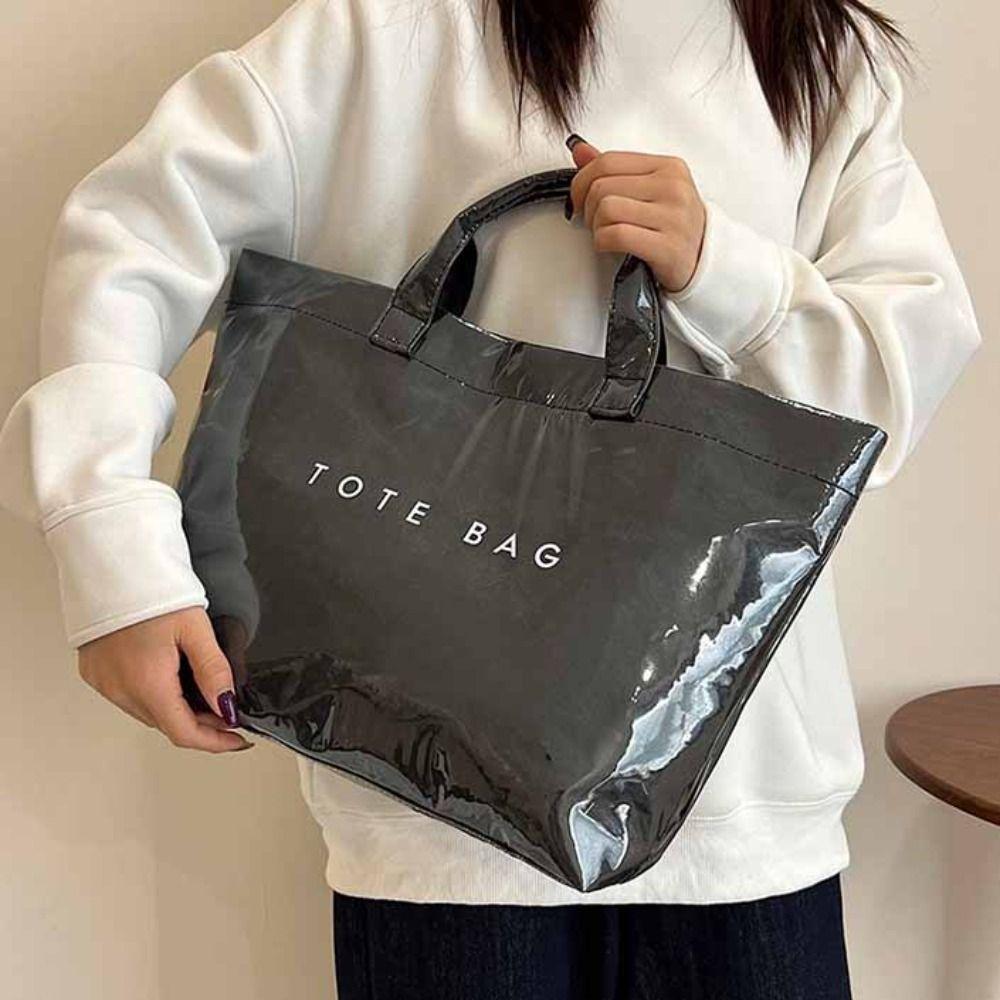 Tote Bag Transparent Jelly Bag Storage Bag Letter Prints Handbags Travel PVC Tote Bag  Swimming