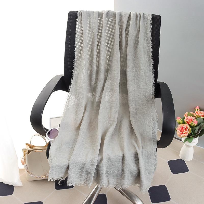 Sciarpa grande da donna in cotone e lino di colore puro: Foulard musulmano primaverile/estivo, telo mare, scialle con protezione solare