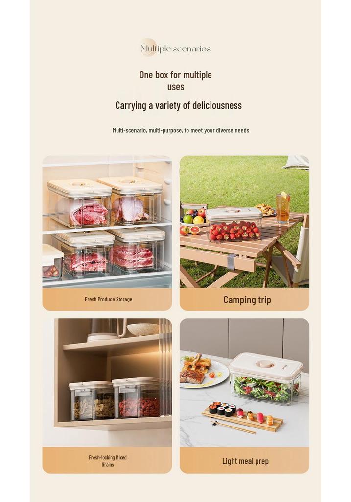 Vacuum Sealing Fresh-keeping Refrigerator Box with Timer and Handle for Kitchen Organization and Freezer Storage