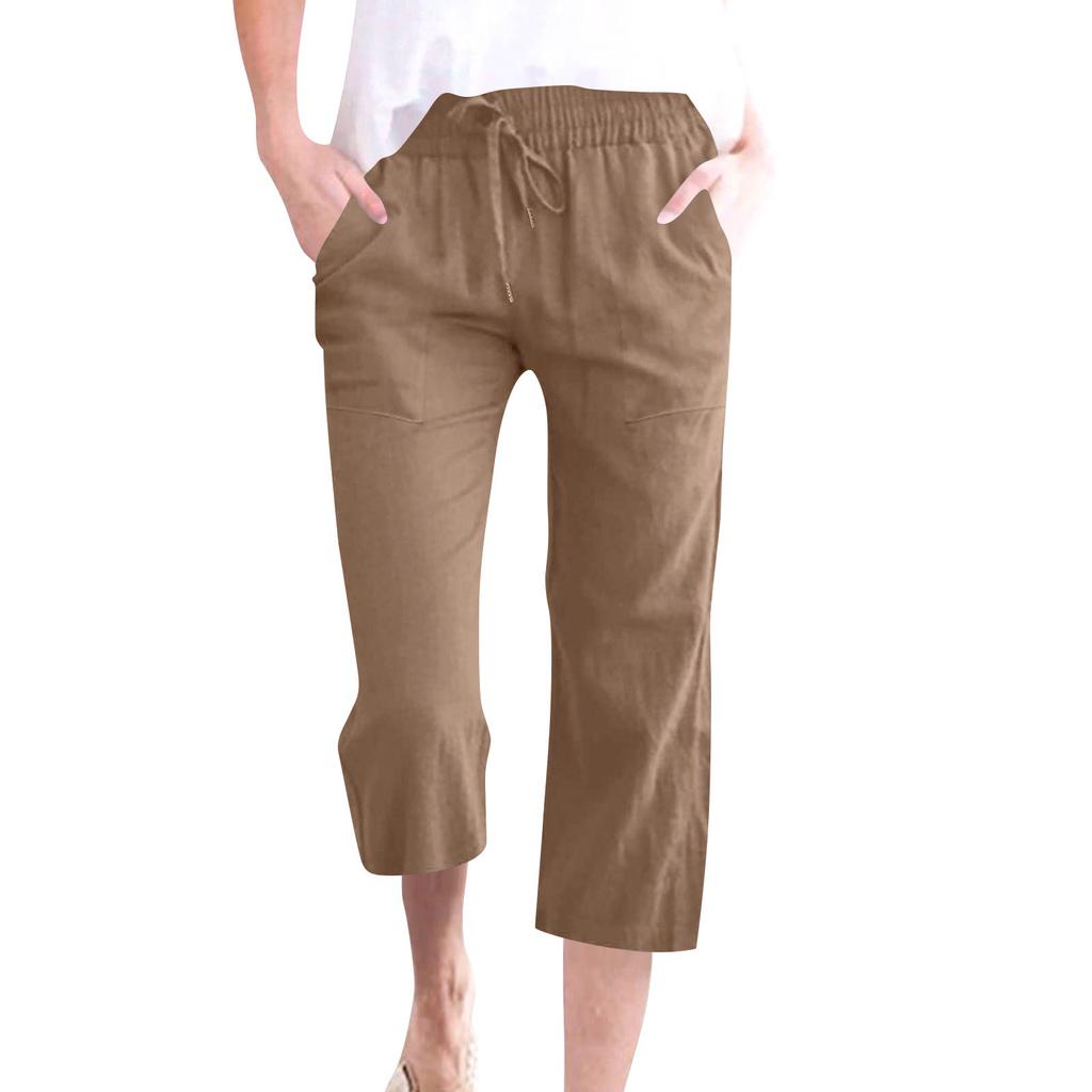 Womens Capri Pants Elastic Waist Drawstring Casual Capris for Women Loose Fit Capri Pants for Women Plus Size Capris for Women