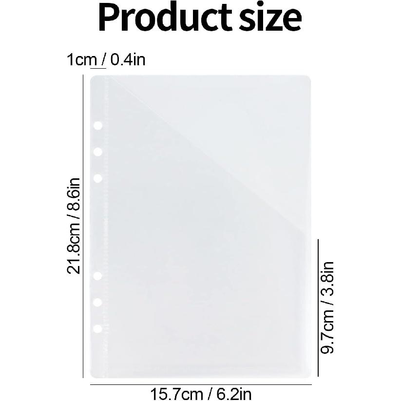 10 Pcs Plastic Binder Pocket Clear Poly Binder Organizer 6 Holes A5 Binder Folders for School and Office Supplies