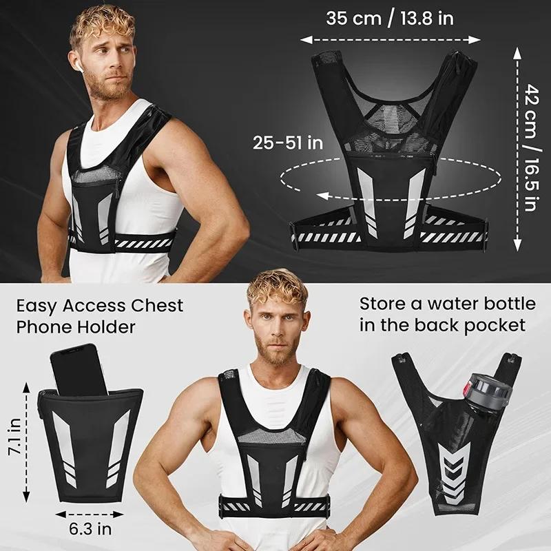 Zaino da corsa riflettente Gilet da corsa sportivo leggero universale Borsa per carte per telefono cellulare per jogging Fitness Gilet uomo donna