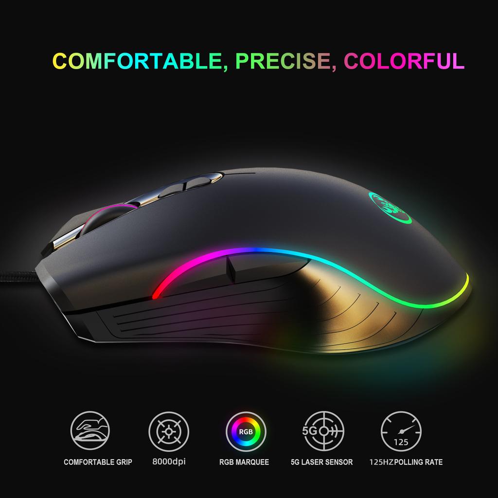 A867 Macro Programming Gaming Mouse RGB Backlight Wired 7-Key Matte Texture Multiple Lighting Modes