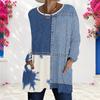 Women Plus Size Round Neck Long Sleeve Printed Loose Longline T Shirt With Pockets