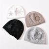 Rabbit plush wool hat Snowflake with diamond Christmas fashion outdoor autumn and winter versatile knitted hat Windproof warm ear hat