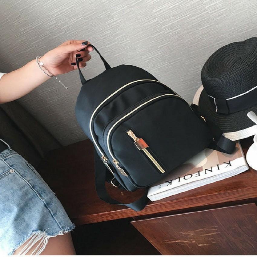 Stylish Women's Urban Chic Nylon Backpack Black Waterproof Lightweight Design