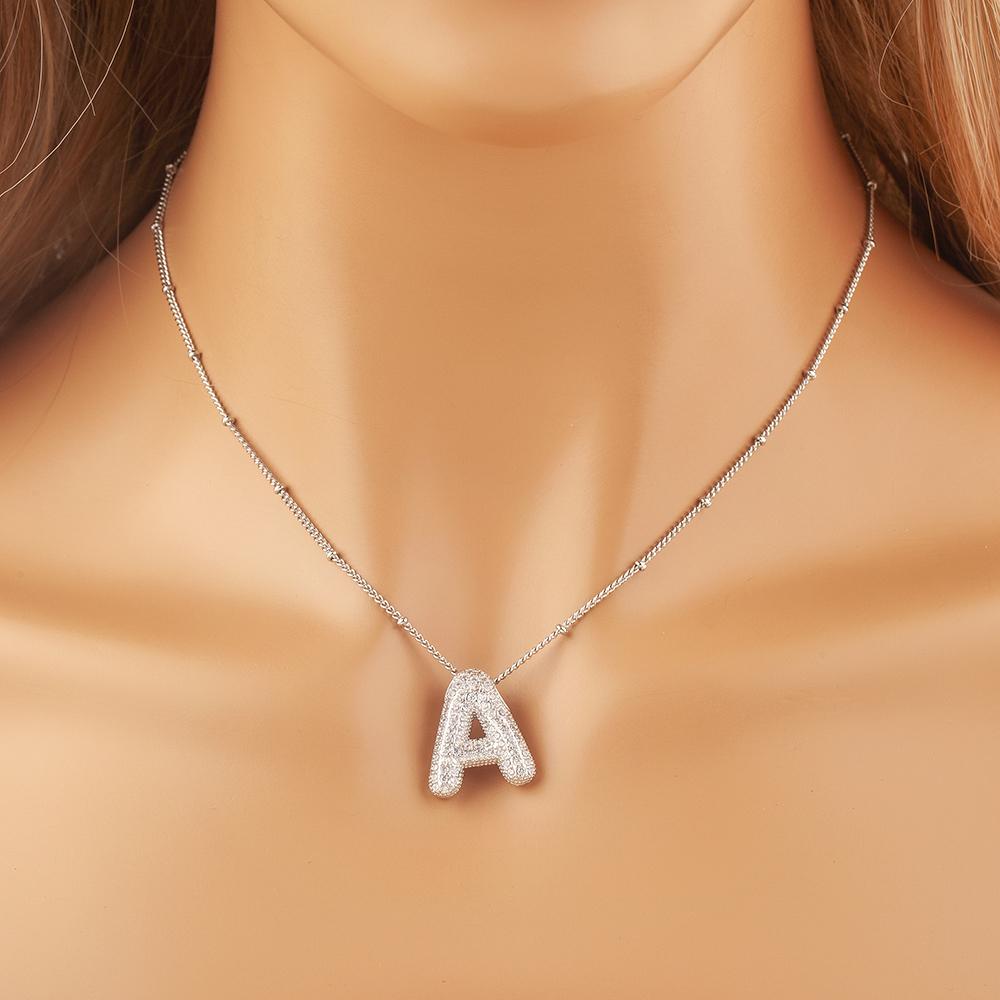 Nidin Vânzare Fierbinte Pavé Cristal Zircon A-Z Litere Colier cu Pandantiv Inițialele Numelor Cuplurilor Alfabet Bijuterii Cadou Fin