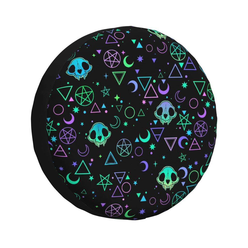 Magic Skull Printed Spare Tire Cover 4WD 4x4SUV Wheel Protective Cover General Motors Parts 14 15 16 17 Inches
