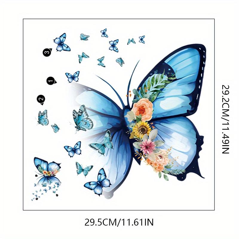 

Beautiful Blue Butterfly Toilet Sticker Bathroom Door Wall Sticker Self-adhesive Decorative Room Decal Restroom Decor (as the picture,29.5X29.2CM)