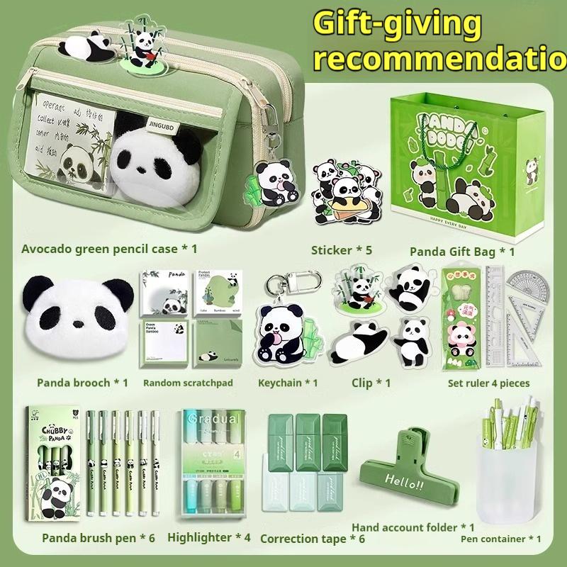 Federmäppchen mit Panda-Motiv, Große Kapazität, Hoher ästhetischer Wert, Set für Schülerinnen der Unterstufe, Schreibwarenbeutel