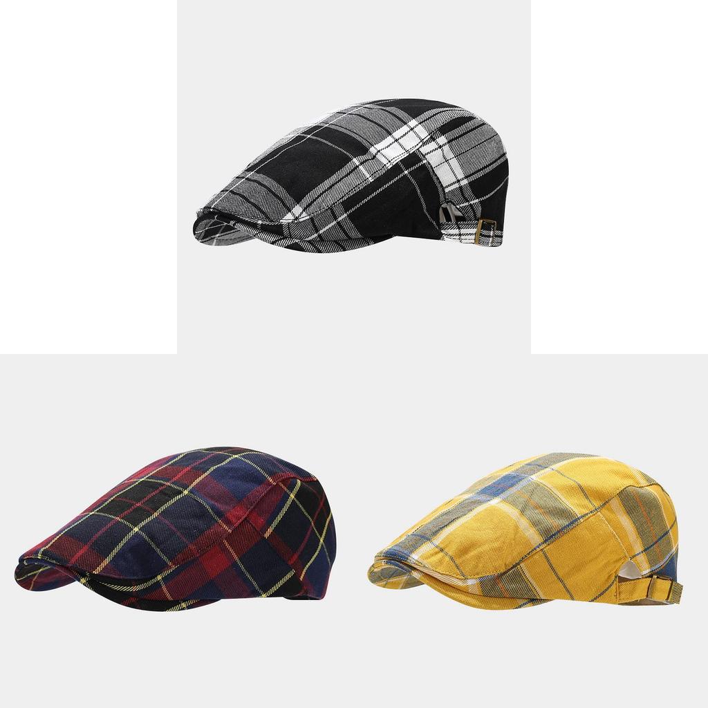 Classic Plaid Beret Hat For Women Men With Sun Protection Cotton Spring Summer Fashion Accessory
