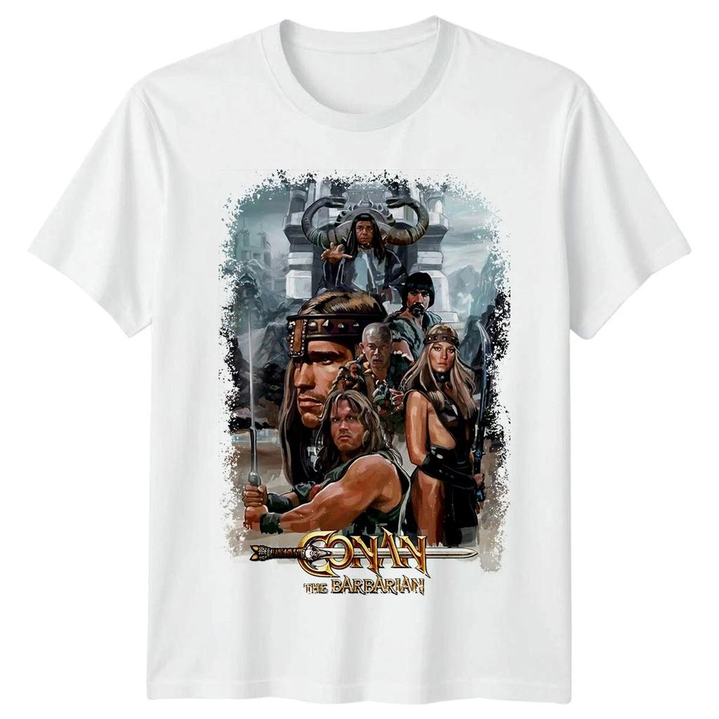 Conan The Barbarian Tshirt Unisexs Retro Fantasy Movie Poster Pattern Short Sleeve Retro Street Style Fashion Trend Tshirt