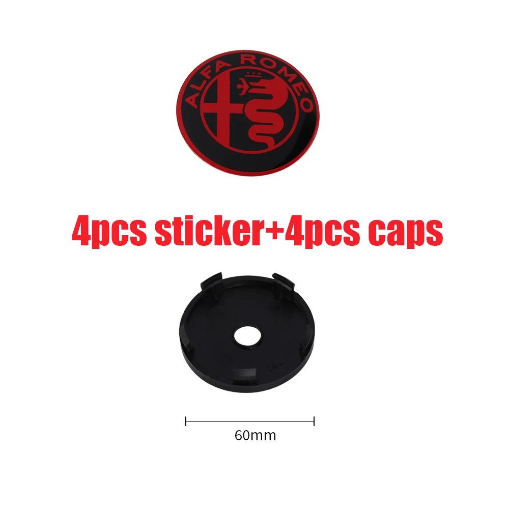 4Pcs 56/60MM Car Wheel Center Hub Caps For Alfa Romeo Giulia Stelvio Giulietta 156 159 147 Mito Tonale GT 166 Logo Sticker Cover