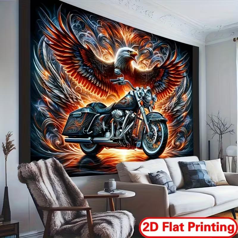 Sfondo 2D di Motocicletta ed Aquila per Fotografia e Decorazione Murale