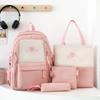 Four-Piece Backpack Set Color Block Student Schoolbag Large Capacity Women's Computer Travel Backpack