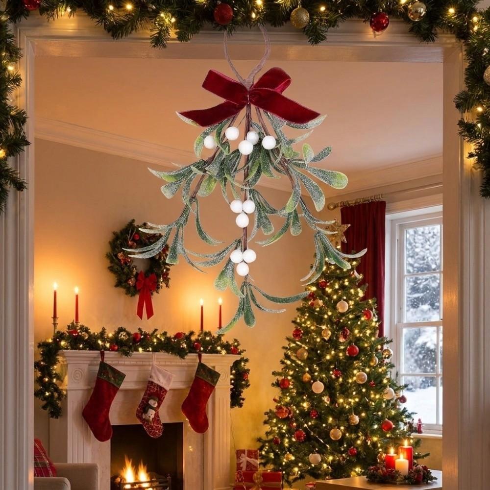 Lifelike Artificial Christmas Tree Wreath With Bowknot Xmas Tree Decoration Holiday Party