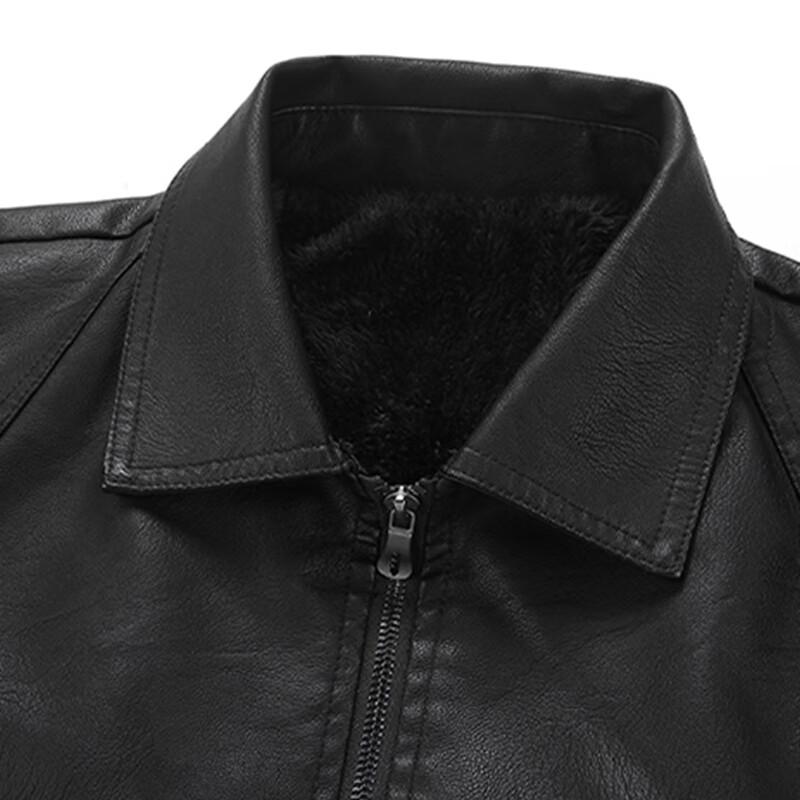 ROMON Men's Spring Autumn Faux Leather Lapel Jacket