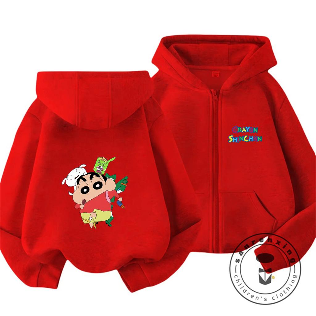Heißes Trendiges Reißverschluss Kapuzenpullover Niedlicher Stil Winter Hoodie Für Kinder Crayon Shin Chan 3 14 Jahre