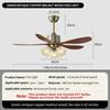 American Retro Fan Light 42 Inch 5-leaf Remote Control Glass Pendant Lamp Living Room Dining Room Hotel Silent Lighting Fixture