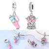 925 Silver Summer Water Cup Charms Bead CZ Zircon Carousel Dangle Fit Bracelet DIY Women Jewelry Gift