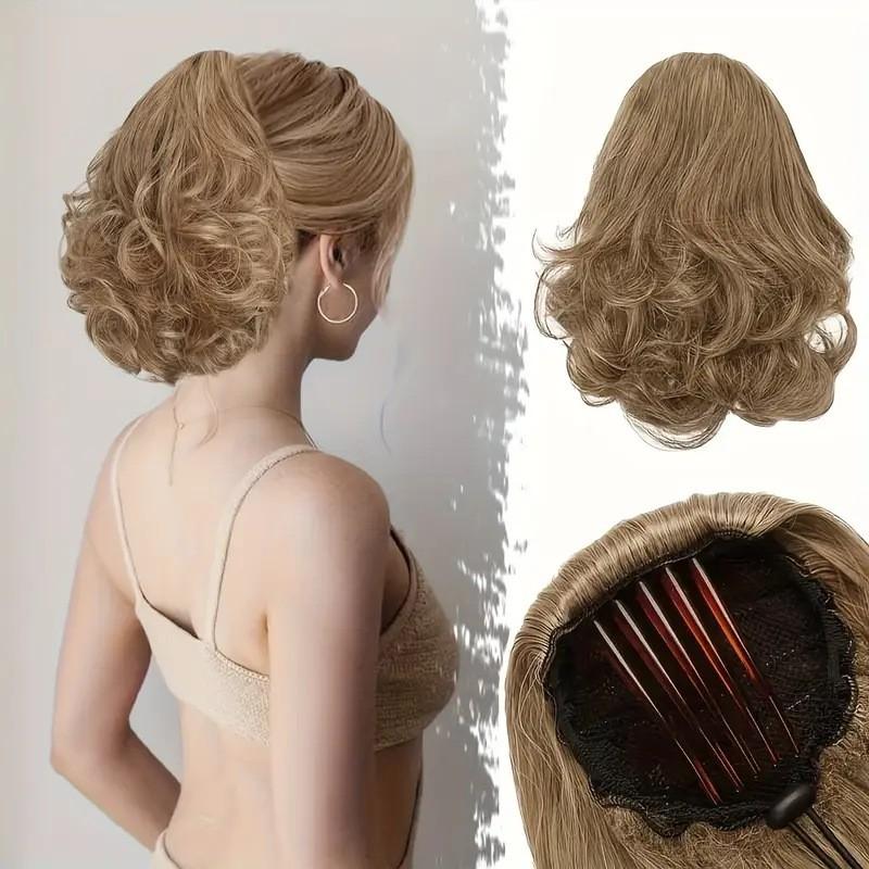 Womens Matte Curly Ponytail Hair Extensions Natural Fluffy Large Wave Synthetic