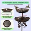 1Pc Vintage 2-Tier Iron Bird Bath & Feeder Combo – Rust-Proof 5-Claw Ground Stake, All-Weather Outdoor Garden Decor for Hummingbirds & Sparrows