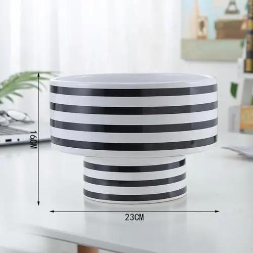 Classic Black and White Striped Ceramic Vase TV Cabinet Porch Furnishings Crafts Countertop Hydroponic Vase Home Decoration Gift