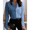 Womens V-Neck Lace Long Sleeve Blouse Elegant Office Wear Bubble Top