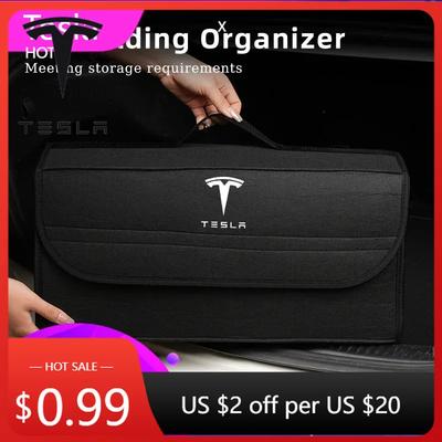 Autocollant de voiture 2025 Nouveau sac organisateur de coffre de voiture Pliable Rangement Rangement Boîte de rangement Accessoires Pour Tesla Modèle 3 S X Y Route