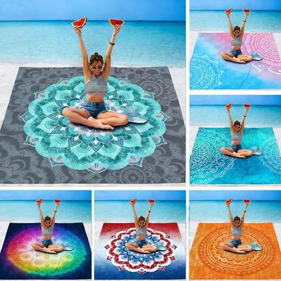 Bohemian Mandala Print Beach Blanket, Waterproof Sand-Proof Oversized Beach Mat Sunbathing Beach Towel