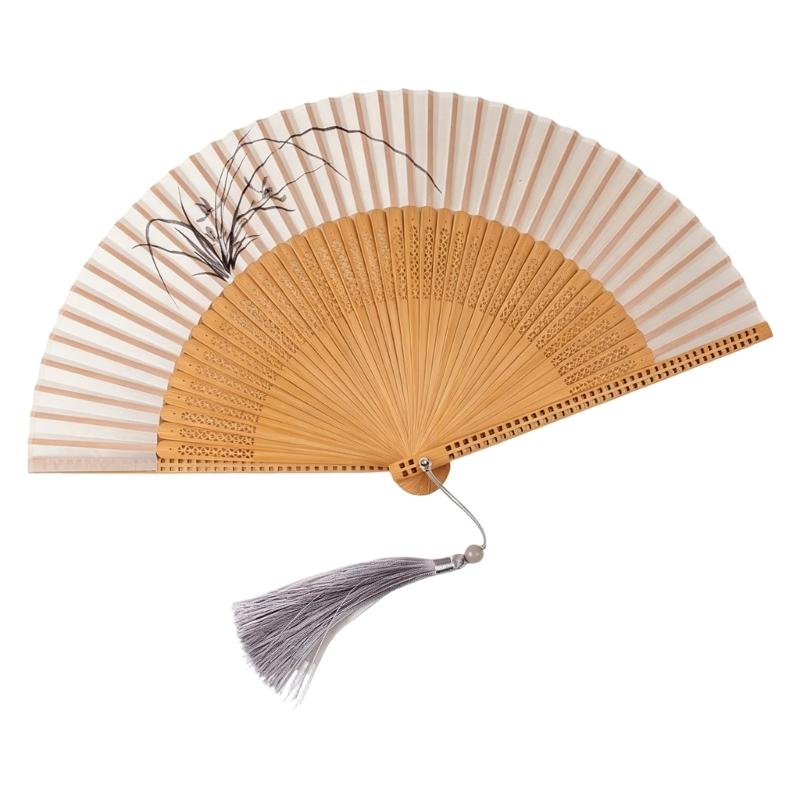 Elegant Chinese Folding Fan With Silk Like Fabric Perfect For Photography And Traditional Costume Handcrafted Fan