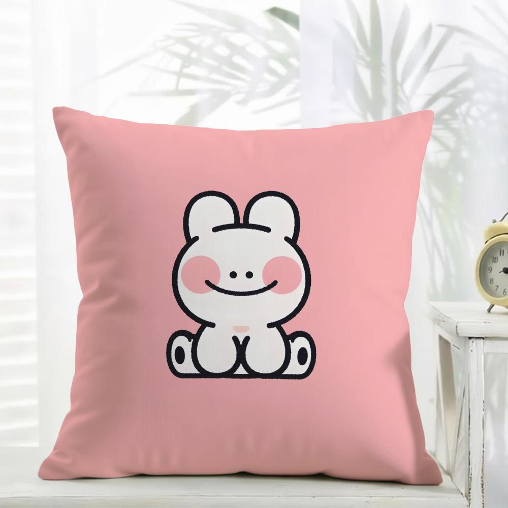 Cute IP Portrait Cushion Cover Comfort Daily Washable Linen Soft for Sofa Bed Home Room Decor