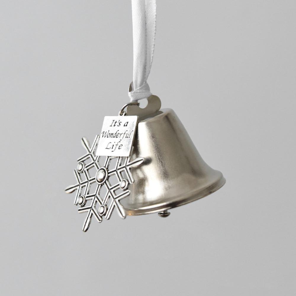 Wonderful Silver Christmas Bell Ornament Iron DIY Xmas Jingle Bells Holiday Decoration with Ribbon Christmas Tree Pendant