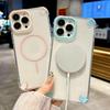 Luxury Wrist Strap Clear Color Magnetic Phone Case for iPhone 15 14 16 Plus 11 12 13 16 Pro Max Shockproof Transparent Cover