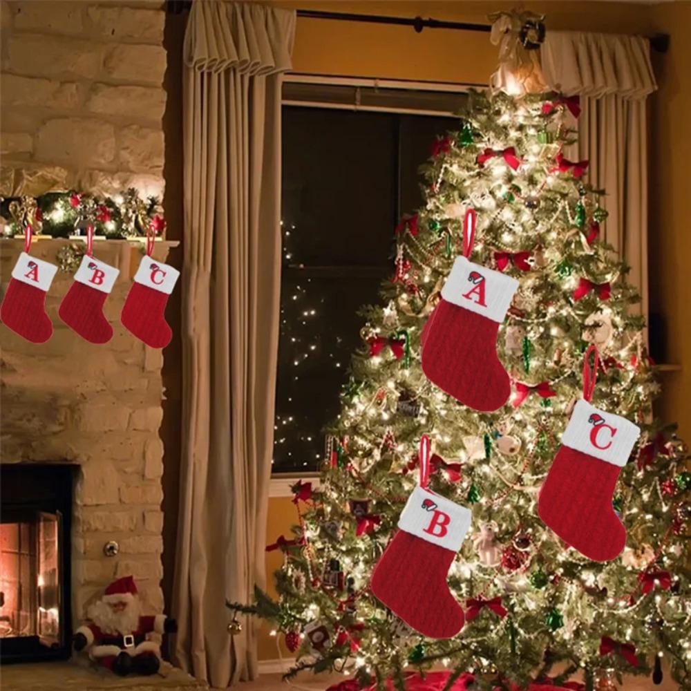 

Woven Letters Christmas Knitting Stocking Red Christmas Tree Pendant Christmas Tree