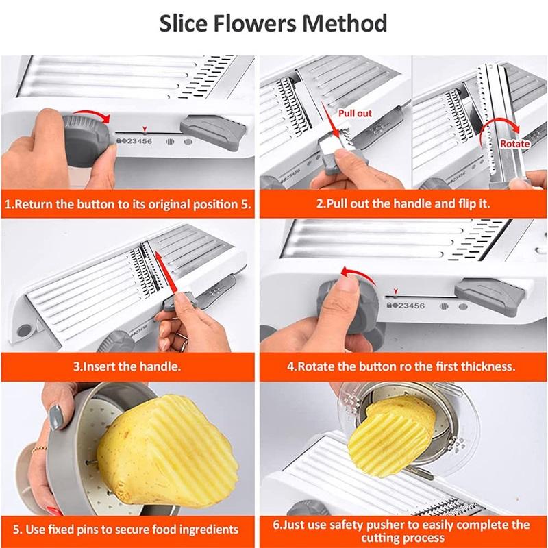 LMETJMA 18 in 1 Adjustable Mandoline Vegetable Slicer Stainless Steel Vegetable Slicer Julienne Slicer for Potato Onion JT214