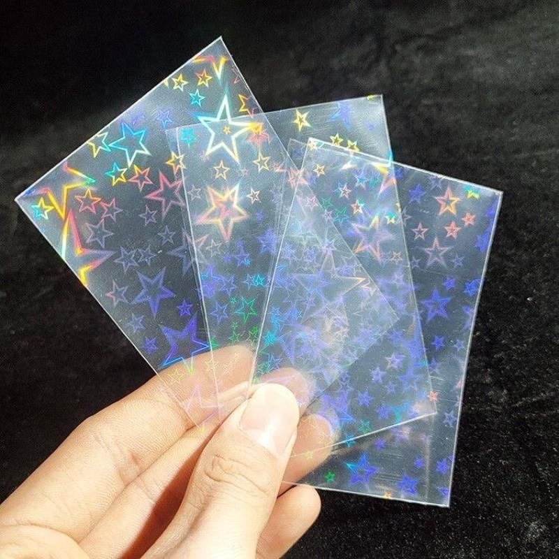 50Pcs 58X87Mm 65X90Mm Laser Foil Big Star Card Sleeves For Game Storage Bag Board Protector Trading Idol Cards Shield Cover