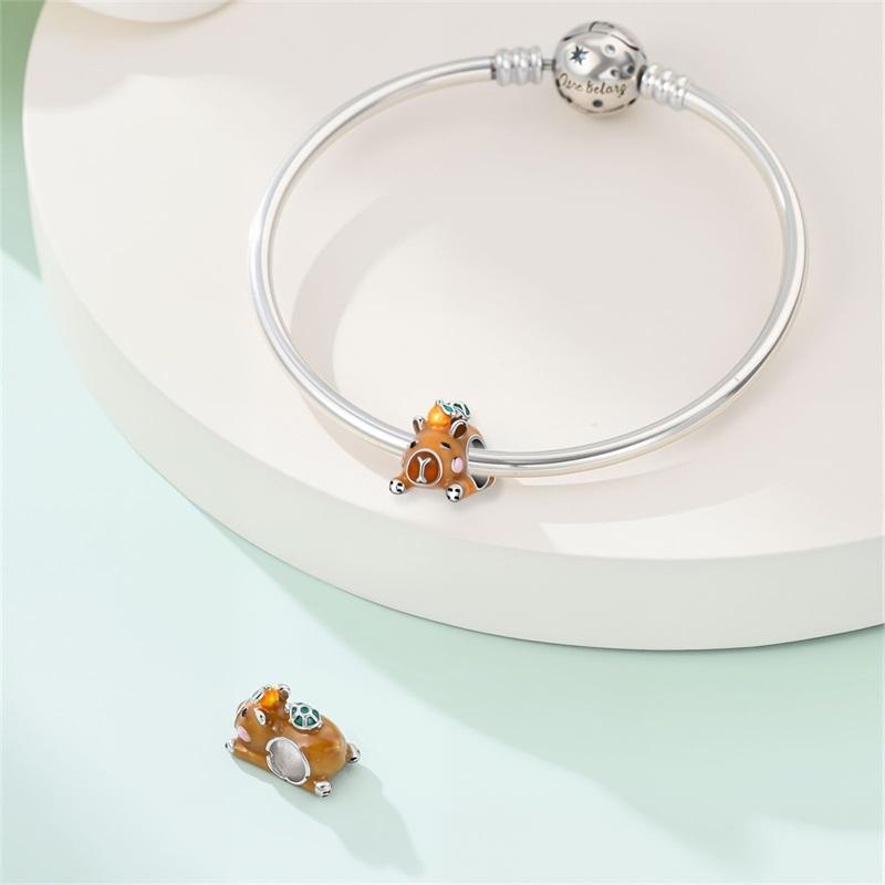 Copper Charms Beads Lovely Capybara Turtle Charms Pendantes Fit Original Bracelets Fine Diy Jewelry Gifts