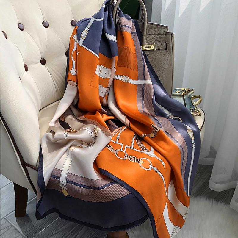 Hangzhou Silk High-End French Satin Silk Scarf Silk Women S Spring And Autumn Long Mulberry Silk Scarf Shawl Dual-Purpose 53-170