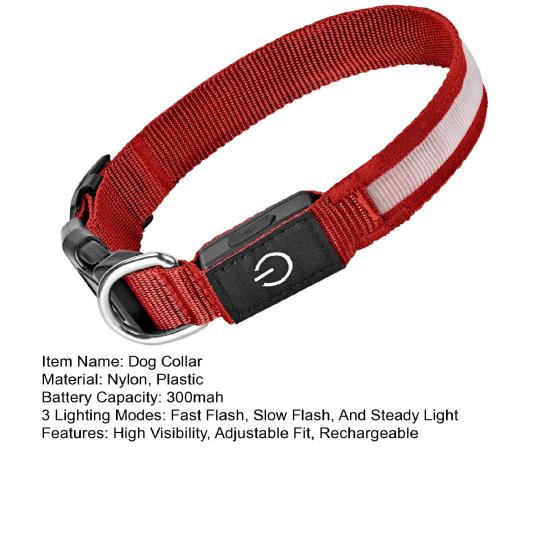LED Köpek Tasması Şarj Edilebilir Işıklı Köpek Tasması 3 Işık Modu Ayarlanabilir Işıklı Tasma Gece Güvenliği Akşam Yürüyüşleri İçin