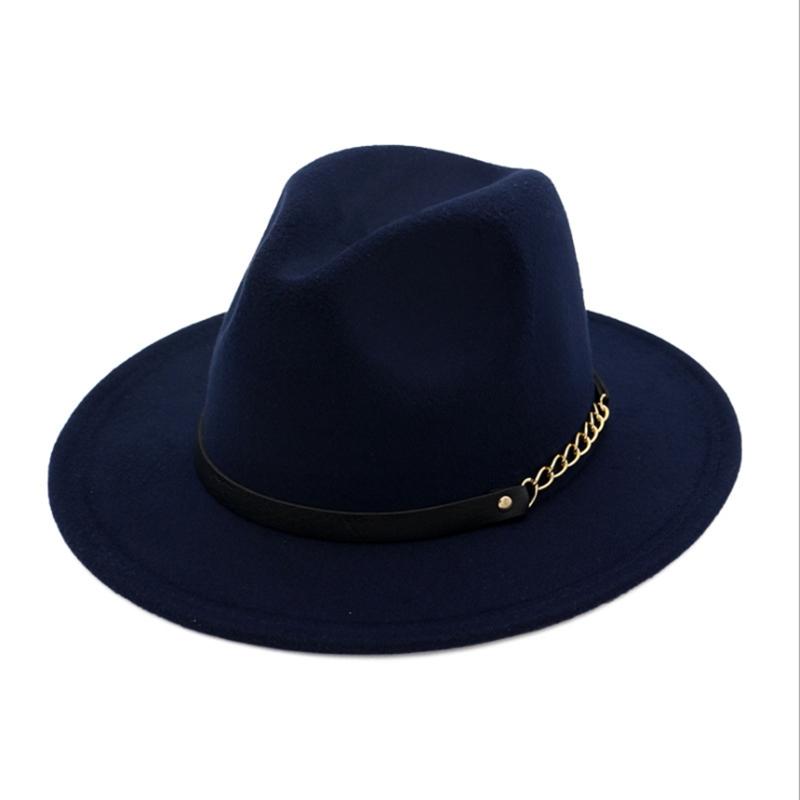 Wzcx Solid Color Korean Version Women Jazz Hat Autumn Winter Casual Tide Belt Vintage Red Felt Hat Adult Cap