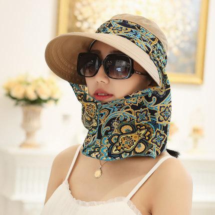 Hat Women's Sun Hat Summer Sunscreen Foldable Summer Sun Hat Outdoor Cycling Big Edge Face Cover Sun Hat