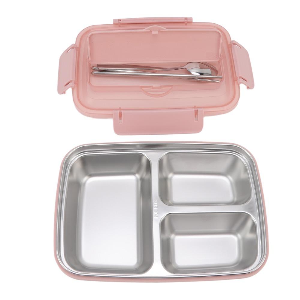 1.8L Leakproof Lunch Box 3 Compartment Food Storage Container Cute Bento Lunch Box  For Travel