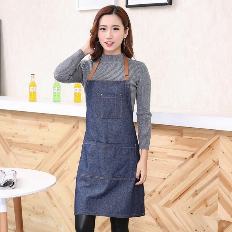 Nordic Labor Protection Denim Apron for Home and Kitchen Use - Adult Korean Style