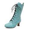 Lace-Up Mid-Boots Knight Boots Martin Boots Thick Mid-Heel Casual Boots 40-50 Plus Size Boots