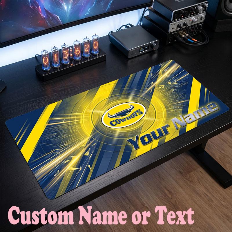 North Queensland Cowboys Customized Name Text Mouse Pad, Large Desk Mouse Mat Personalized Home Office Present