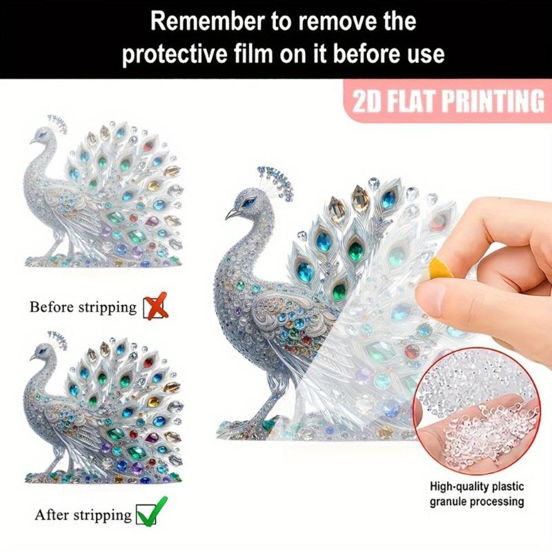Animal Statues Decorative Ornament for Living Room,Home,Office Decors Acrylic Peacocks Figurines Tabletop Centerpieces