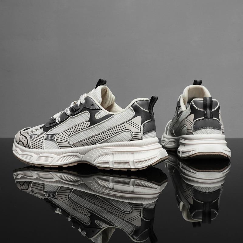 Men's Shoes Spring and Summer Breathable Mesh Shoes Sports Casual Running Shoes Men's Middle School Students Versatile Black Dad Trendy Shoes