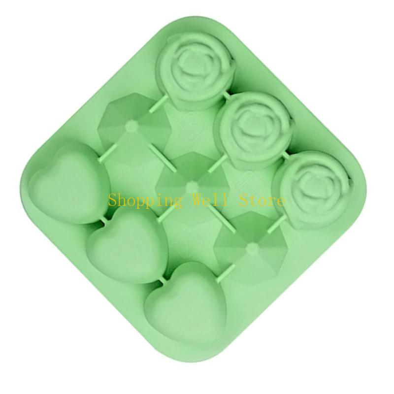 KX4B Rose Heart Diamond Mold Tray Silicone Ice Maker